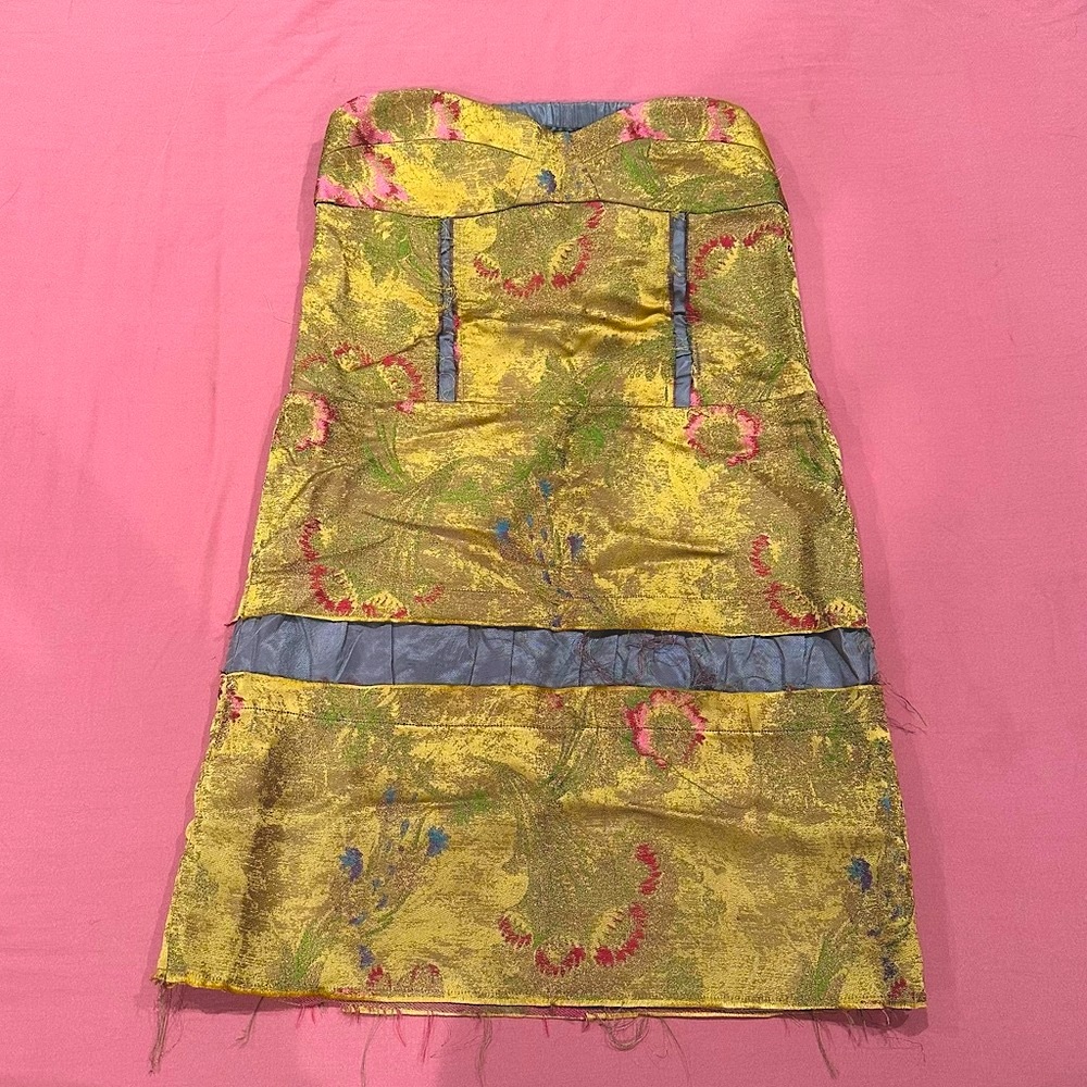 Marni Vintage Gold Strapless Brocade Milan Runway Dress